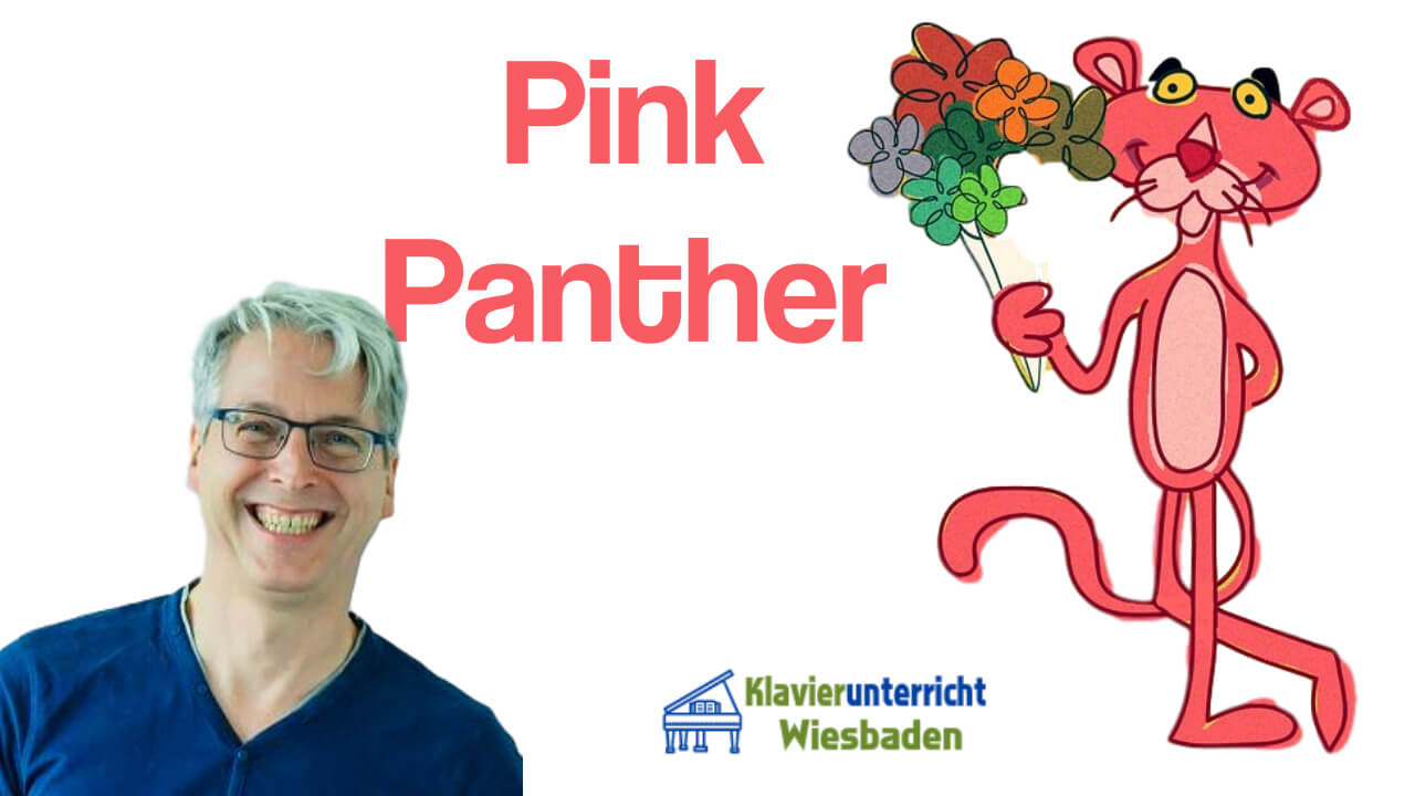 Pink Panther auf dem Klavier spielen